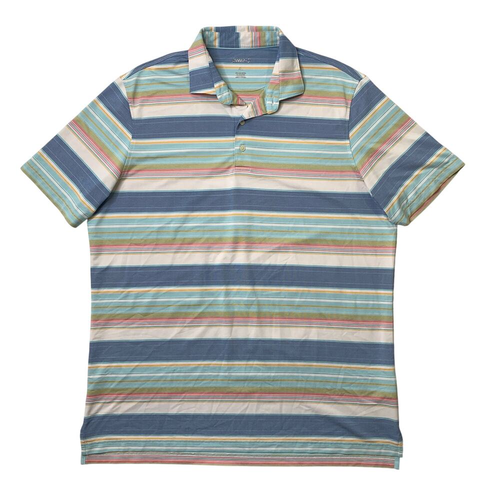 Johnnie-O Polo Shirt Mens XL Lake Erwin Striped Moisture Wick Performance Wolg
